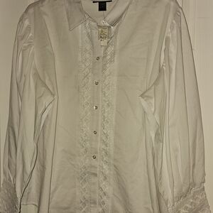 White Embroidered Accent Blouse